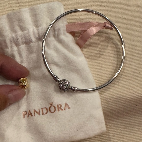 Pandora Beauty and the Beast Bangle Bracelet Extra Charm And Dustie - Picture 1 of 6